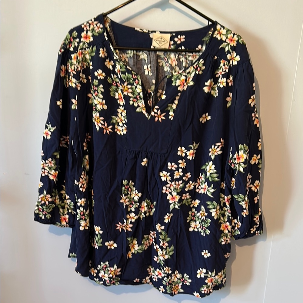 St John’s Bay Floral Navy Blouse